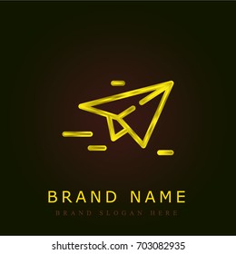 Paper plane golden metallic logo