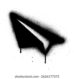 Paper Plane Graffiti Spray Icon Black and White Stencil Street Art.