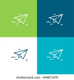 Paper plane green and blue material color minimal icon or logo design