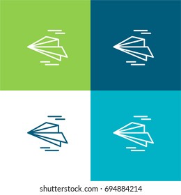 Paper plane green and blue material color minimal icon or logo design