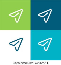 Paper plane green and blue material color minimal icon or logo design