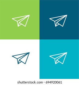 Paper plane green and blue material color minimal icon or logo design