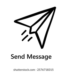 Paper plane hand drawn icon for send message