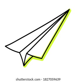 Paper plane. Hand drawn line stock illustration made in vector. Message, sms, mail, letter note.