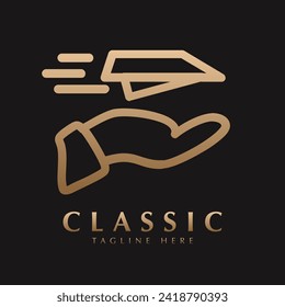 vector de icono de mano y plano de papel