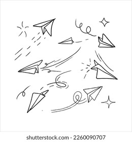 paper plane handrawn doodle illustrations vectorv