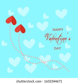 Paper plane heart on blue background, paper art style 