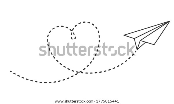 Paper Plane Heart Path Flying Airplane Stock Vector (Royalty Free ...