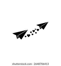 Paper Plane with Heart Trail for Love Message