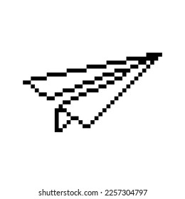  paper plane icon 8 bit, pixel art airplane icon  for game  logo. 