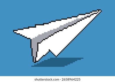 paper plane icon 8 bit, pixel art airplane icon for game logo