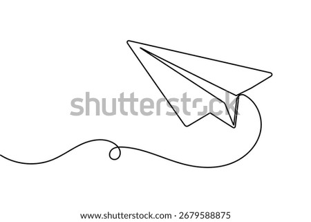 Paper plane icon abstract continuous one line art drawing minimalist outline vector illustration