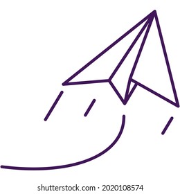 Paper plane icon. Airplane vector. Message sent, mail deliver, letter linear pictogram illustration. Business newsletter or online web chat sketch symbol