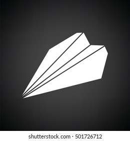 Paper plane icon. Black background with white. Vector illustration.