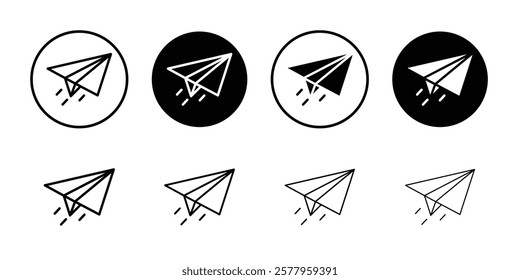Paper plane icon black and white vector sign