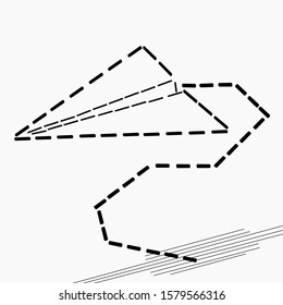 Paper plane icon, broken line  