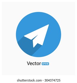 Paper Plane icon. Circle concept Shadow web buttons. vector illustration. Flat design style