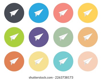 Paper plane icon collection vector illustration isolated on white
