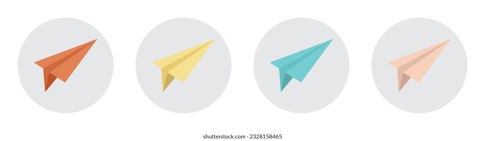 Paper plane icon collection vector illustration isolated on white