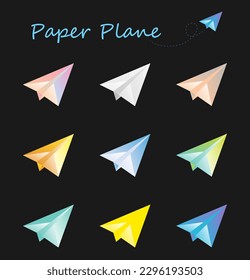 Paper Plane Icon. Colorful Origami Airplane Set. Message Sending Icon For Chatting, Website, Mobile App. Paper Plane Logo Design Vector Illustration