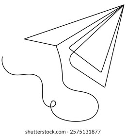  Paper plane icon continuous one line drawing outline vector illustration