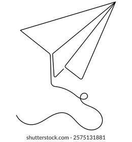  Paper plane icon continuous one line drawing outline vector illustration