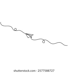 Paper plane icon continuous one line drawing outline vector illustration