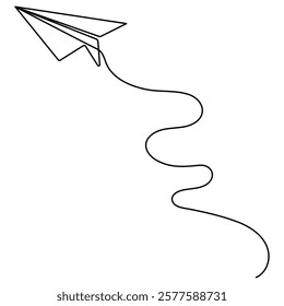 Paper plane icon continuous one line drawing outline vector illustration