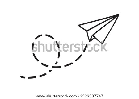 paper plane icon doodle hand drawn. Outline drawing paper plane line clipart symbol. Vector illustration