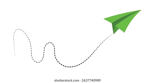 Paper plane icon with dotted line vector. Illustration of a flying paper plane. Travel and message sign symbol. Paper plane, Airplane vector. Paper flying plane, Vector illustration in eps 10.