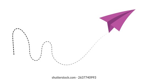 Paper plane icon with dotted line vector. Illustration of a flying paper plane. Travel and message sign symbol. Paper plane, Airplane vector. Paper flying plane, Vector illustration in eps 10.