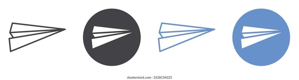 Paper plane icon Flat art in black and white isolated
