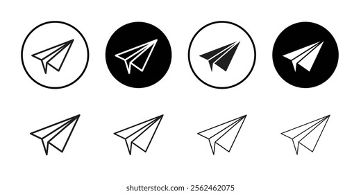 Paper plane icon Flat art in black and white isolated