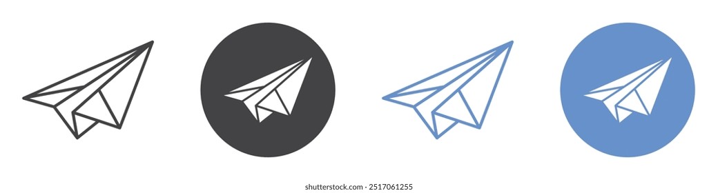 Paper plane icon flat line symbol set.