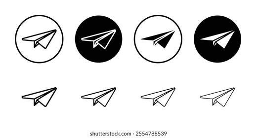 Paper plane icon Flat set in black and white color