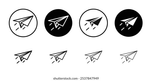 Paper plane icon Flat simple outline set