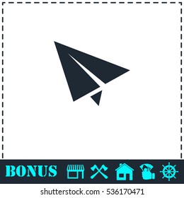 Paper plane icon flat. Simple vector symbol and bonus icon