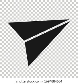 Paper plane icon in flat style. Sent message vector illustration on white isolated background. Air sms business concept.