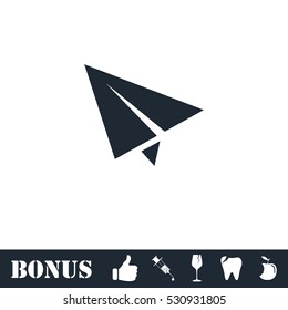 Paper plane icon flat. Vector illustration symbol and bonus pictogram