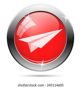 Paper plane icon. Internet button on white background. 