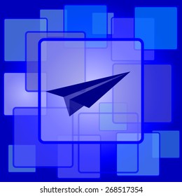 Paper plane icon. Internet button on abstract background. 