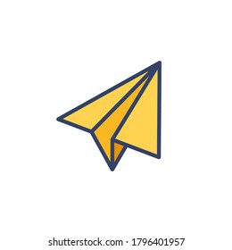 Paper plane icon isolated on white background, Paper plane field filled line icon, Paper plane illustration for logo, ui, web, apps, banner, poster, brochure, infographic, etc.