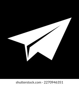 paper plane icon isolated on black background, vector illustration