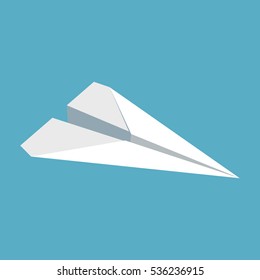 Paper plane icon isolated on blue background. Symbol of a papercraft origami airplane in flat style. EPS8 vector illustration.
