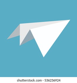 Paper plane icon isolated on blue background. Symbol of a papercraft origami airplane in flat style. EPS8 vector illustration.