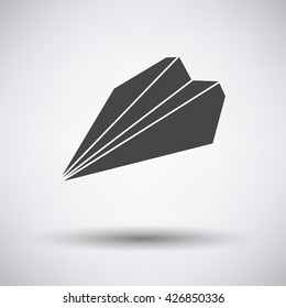 Paper plane icon on gray background with round shadow. Vector illustration.