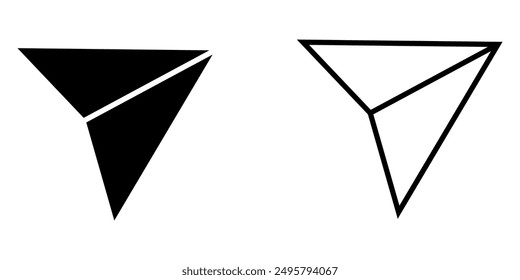 Icono de avión de papel sobre fondo blanco