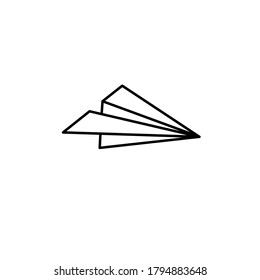 paper plane icon. Outline paper craft illustration in flat style
