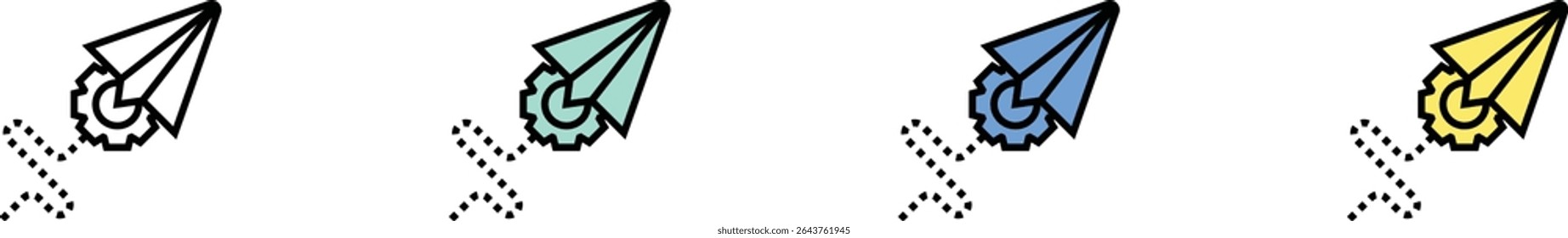 paper plane icon. Outline, Green, Blue and Yellow Style Design Isolated On White Background