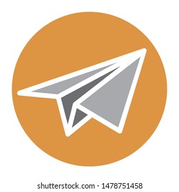 Paper plane icon in outline style isolated vector illustration